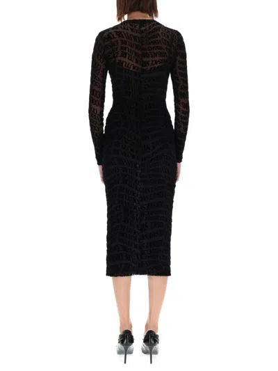 Versace Jeans Couture Logo-print Long-sleeve Midi Dress In Black