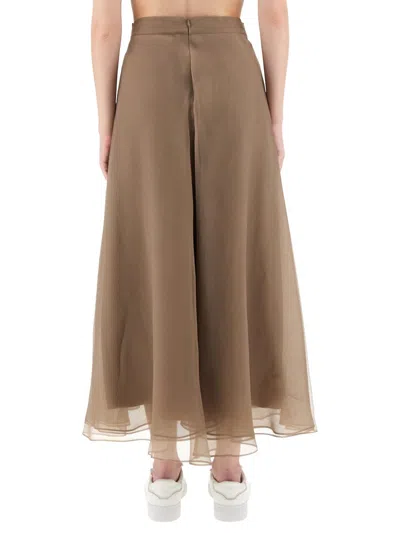 Brunello Cucinelli "paneled Circle" Skirt In Brown