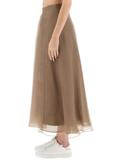 Brunello Cucinelli "paneled Circle" Skirt In Brown