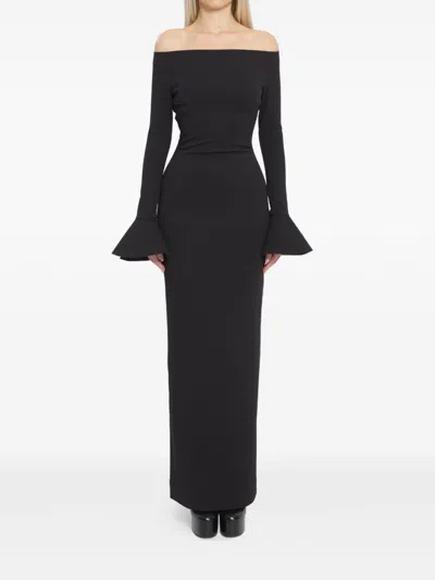 Solace London Anica Flared-cuff Maxi Dress In Black