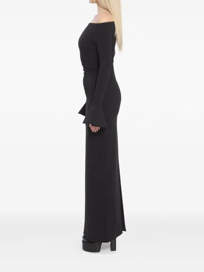Solace London Anica Flared-cuff Maxi Dress In Black