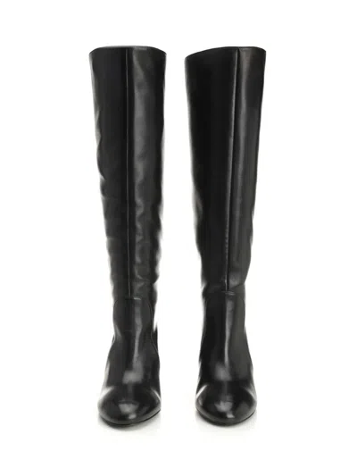 Stuart Weitzman Babette Leather Tube Boot In Black