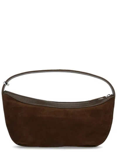 Staud Suede Rectangular Shoulder Bag With Top Handle In Brown