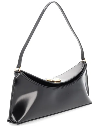 Jacquemus Le Calisso Black Shoulder Bag With Engraved Snap Button In Leather