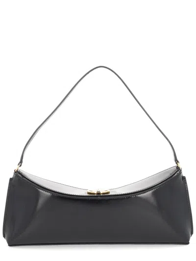 Jacquemus Le Calisso Black Shoulder Bag With Engraved Snap Button In Leather