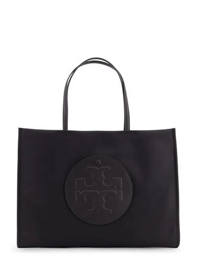 Tory Burch Black Tote With Circular Logo And Functional Design In Black