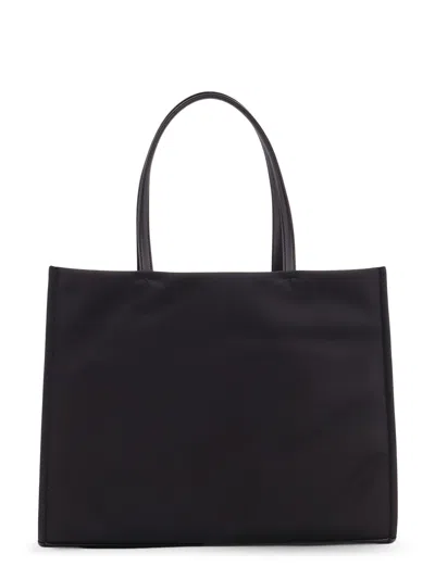 Tory Burch Black Tote With Circular Logo And Functional Design