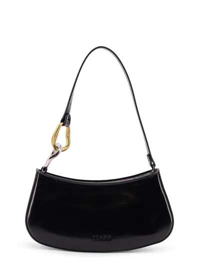 Staud Curved Rectangular Black Shoulder Handbag With Chain Link Strap In Black
