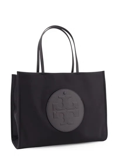 Tory Burch Black Tote With Circular Logo And Functional Design In Black