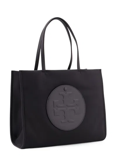 Tory Burch Black Tote With Circular Logo And Functional Design