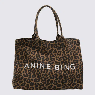 Anine Bing Leopard Cotton Totes In Animal Print