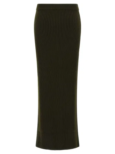 Max Mara Ribbed Texture Skirt Elastic Waistband In Green