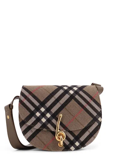 Burberry Bridle Canvas And Leather Check Shoulder Bag In Brown