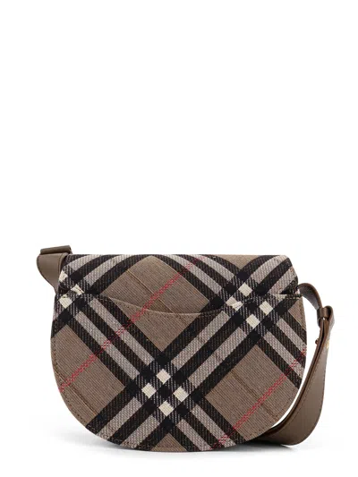 Burberry Bridle Canvas And Leather Check Shoulder Bag In Brown