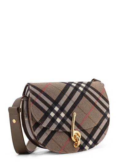 Burberry Bridle Canvas And Leather Check Shoulder Bag In Brown