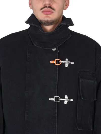 Heron Preston High Neck Canvas Utility Jacket In Black