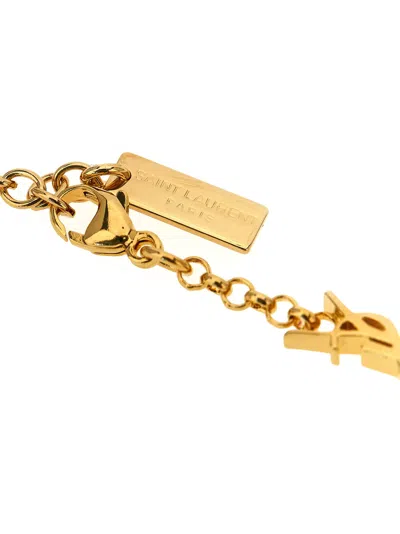Saint Laurent Cassandre Multi-charm Bracelet In Brown