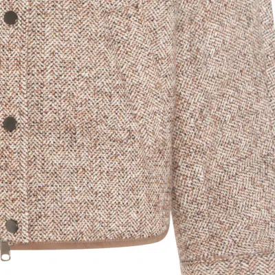 Brunello Cucinelli Coats Ocra/panama/nero In Brown