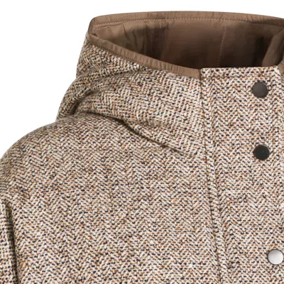 Brunello Cucinelli Coats Ocra/panama/nero In Brown