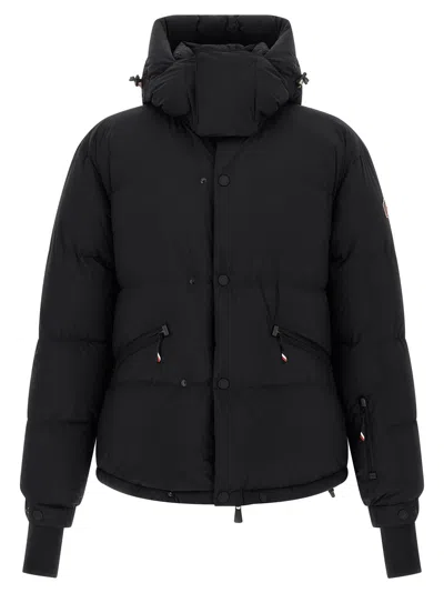 Moncler Down Jacket With Hood And Zippered Pockets In Black