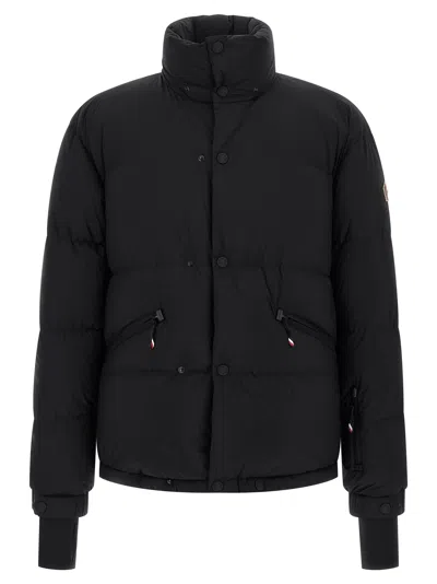 Moncler Down Jacket With Hood And Zippered Pockets In Black