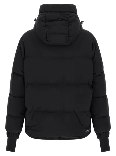 Moncler Down Jacket With Hood And Zippered Pockets In Black