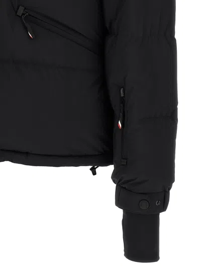 Moncler Down Jacket With Hood And Zippered Pockets In Black