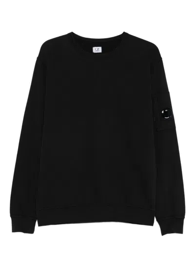 C.p. Company C.p.company Logo Cotton Crewneck Sweatshirt In Black