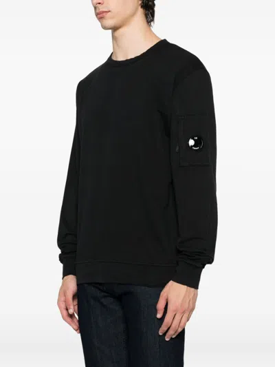 C.p. Company C.p.company Logo Cotton Crewneck Sweatshirt In Black