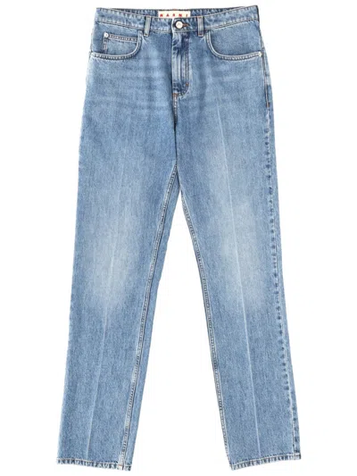 Marni Cotton Denim Pants In Blue