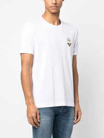 Dolce & Gabbana Embroidered Cotton T-shirt In White
