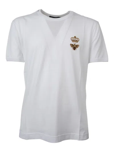 Dolce & Gabbana Embroidered Cotton T-shirt In White