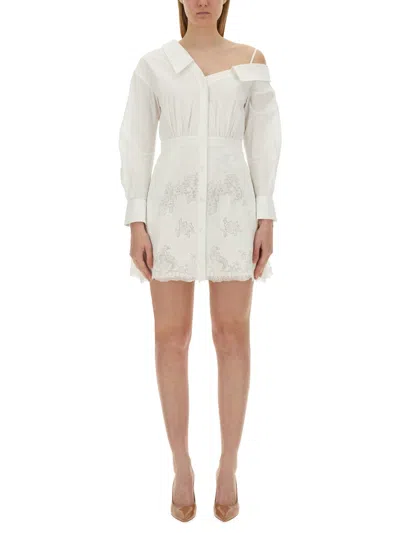 Self-portrait Popeline Symmetric Dress In White