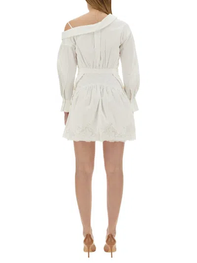 Self-portrait Popeline Symmetric Dress In White