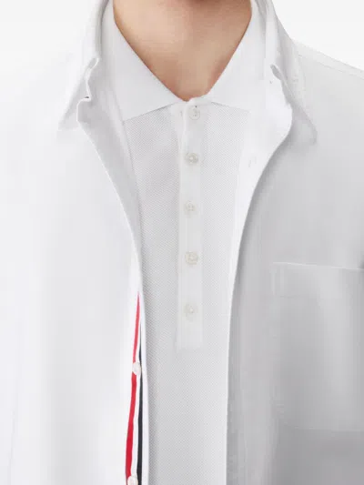 Thom Browne Cotton Polo Shirt Featuring Point Collar And Short Sleeves In White