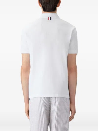 Thom Browne Cotton Polo Shirt Featuring Point Collar And Short Sleeves In White