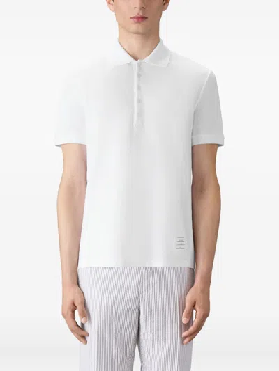 Thom Browne Cotton Polo Shirt Featuring Point Collar And Short Sleeves In White