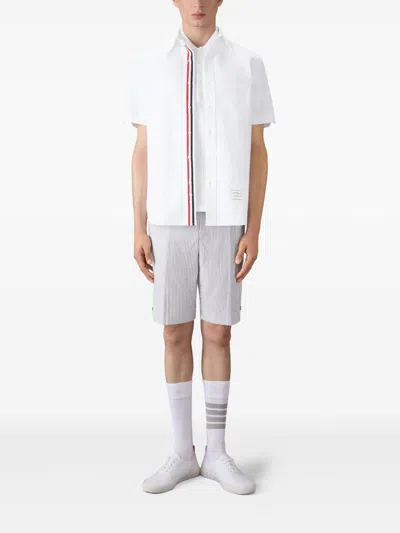 Thom Browne Cotton Polo Shirt Featuring Point Collar And Short Sleeves In White