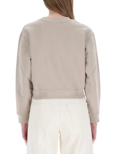 Maison Kitsuné Knitwear With Ribbed Cuffs And Crew Neck In Neutral