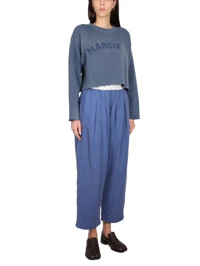 Maison Margiela Cropped Sweatshirt In Blue