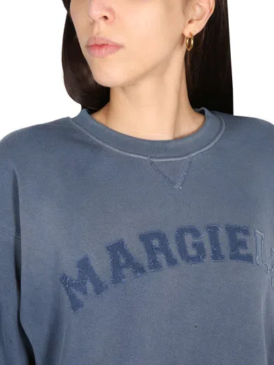 Maison Margiela Cropped Sweatshirt In Blue