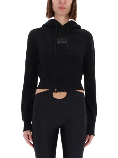 Versace Jeans Couture Cropped Sweatshirt With Baroque Logo Patch