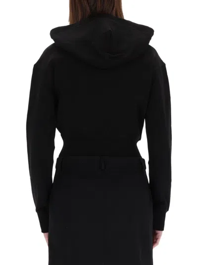 Versace Jeans Couture Cropped Sweatshirt With Logo In Black