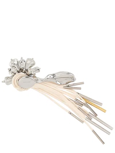 Dries Van Noten Abstract Design Mixed Metal Brooch With Tassels In Metallic