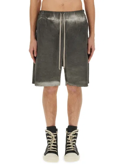 Rick Owens Denim Bermuda Shorts In Green
