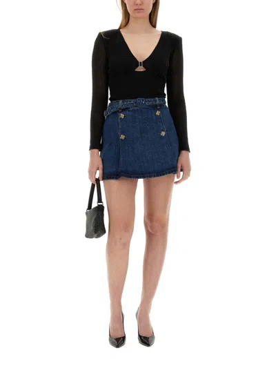 Self-portrait Denim Miniskirt In Blue