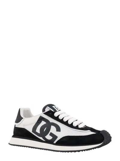 Dolce & Gabbana Suede And Mesh Dg Cushion Sneakers Shoes In Black