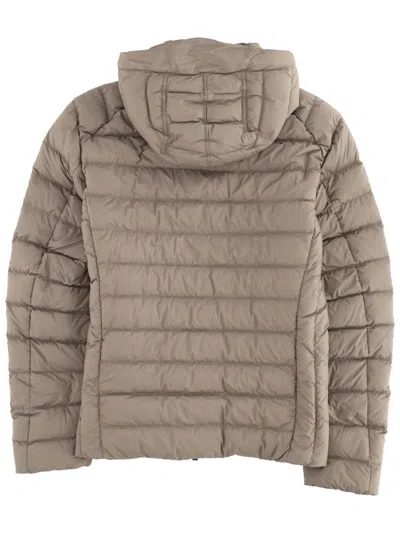 Parajumpers Quilted Hooded Long Sleeve Coat In Brown