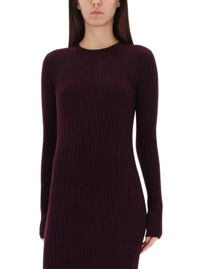 Helmut Lang Dress With Back Slit In Burgundy