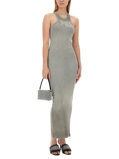 Alexander Wang Dress With Logo In Gray